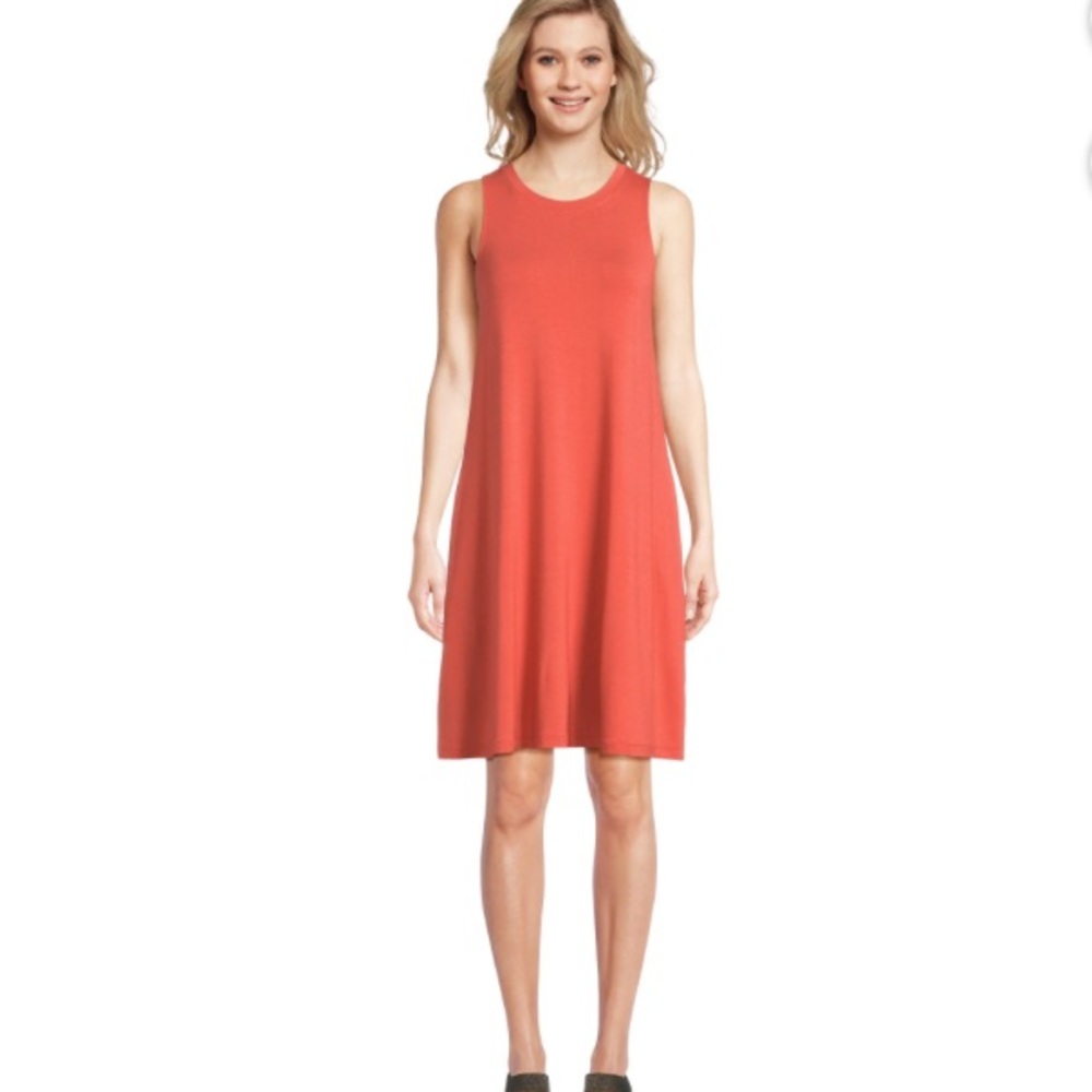 Time and Tru Women’s Sleeveless Knit Swing Dress Size S Terra Cotta Pockets